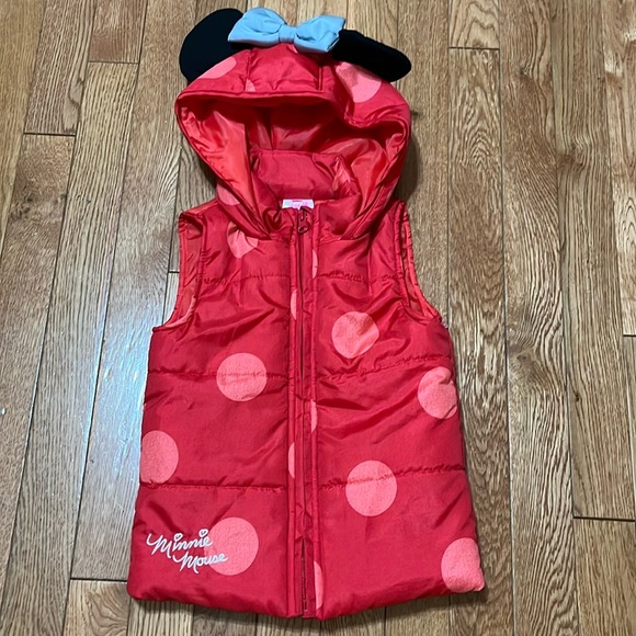 Disney Other - Disney Minnie Mouse Hooded Puffer Vest Size 3T